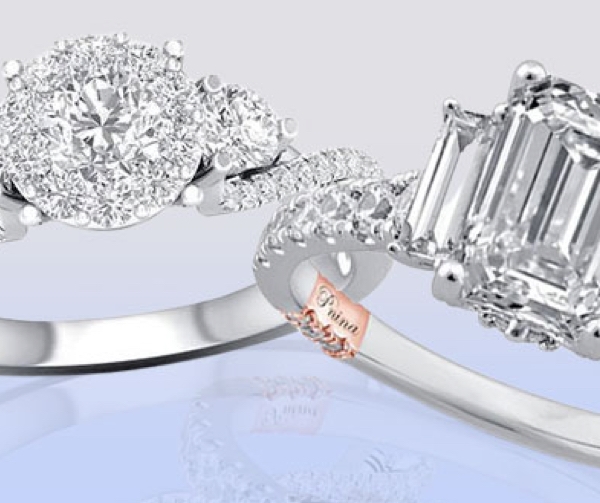 Three stone engagement sales ring set